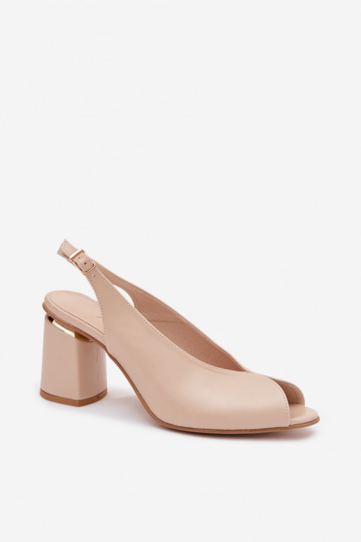 Sandali eleganti con tacco color sabbia Zazoo 1085