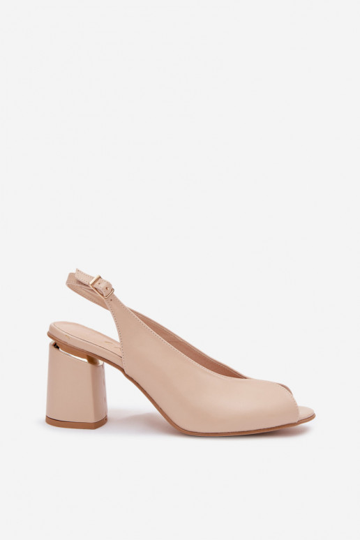 Sandali eleganti con tacco color sabbia Zazoo 1085