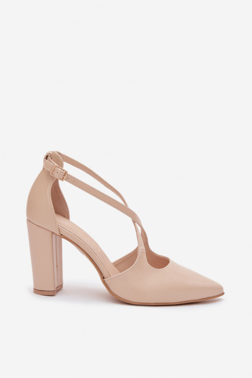 Scarpe con tacco e cinturini color sabbia Zazoo 1053