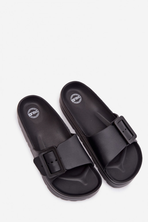 Pantofole nere da donna con piattaforma e fibbie Caramel
