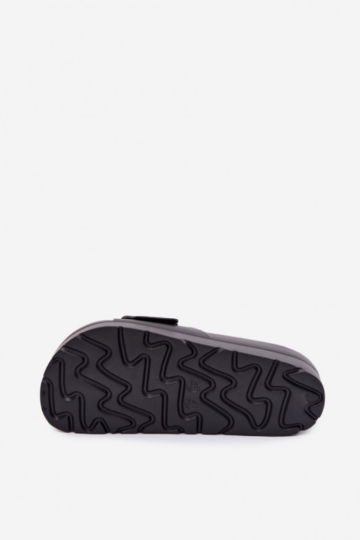 Pantofole nere da donna con piattaforma e fibbie Caramel