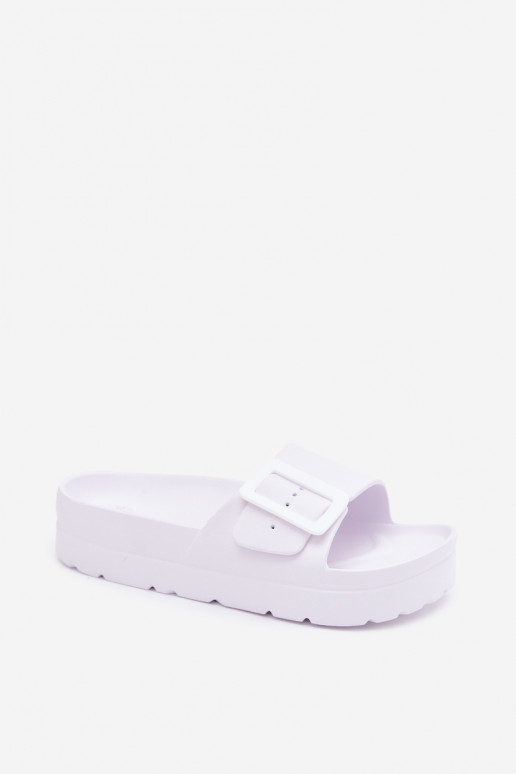 Pantofole bianche da donna con piattaforma e fibbie Caramel