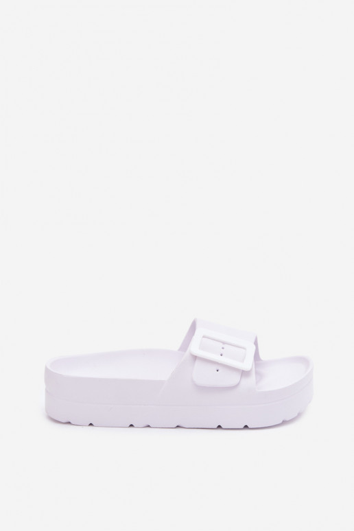 Pantofole bianche da donna con piattaforma e fibbie Caramel