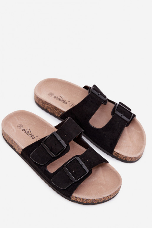 Pantofole da donna con fibbie su suola di sughero nera Brooks
