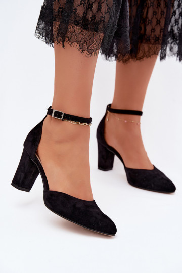 Scarpe nere con tacco e cinturini a punta Zazoo 823