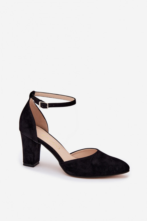Scarpe nere con tacco e cinturini a punta Zazoo 823
