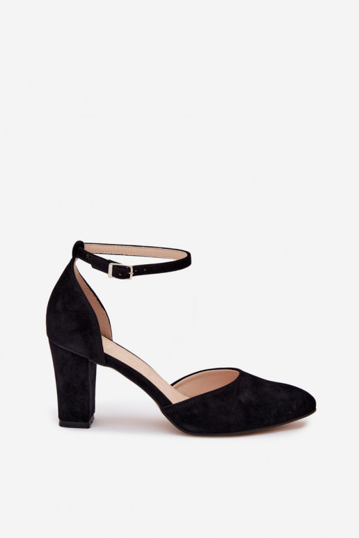 Scarpe nere con tacco e cinturini a punta Zazoo 823