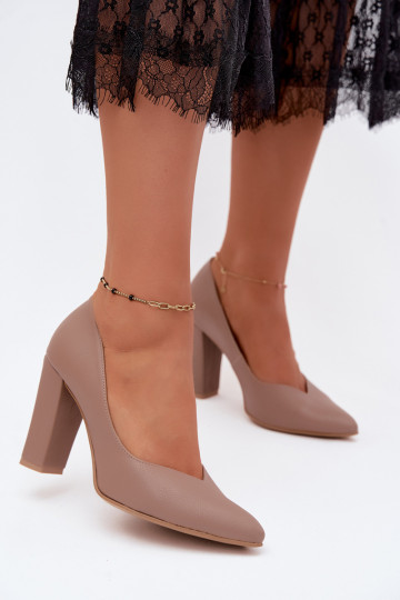 Scarpe color argilla con tacco e cinturini a punta Zazoo 853 2