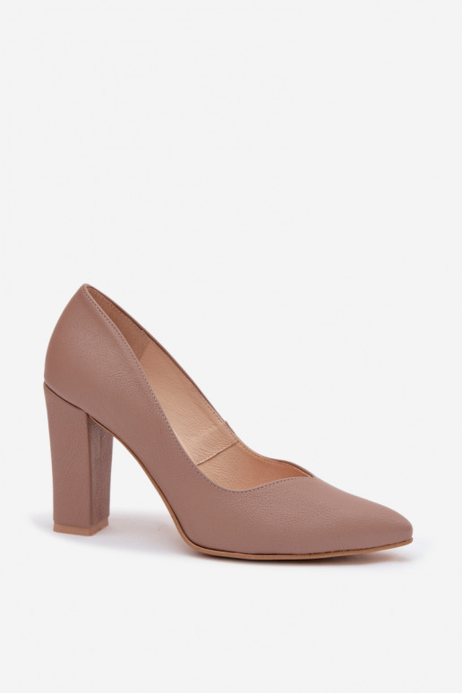 Scarpe color argilla con tacco e cinturini a punta Zazoo 853