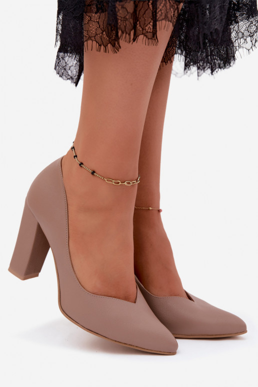 Scarpe color argilla con tacco e cinturini a punta Zazoo 853