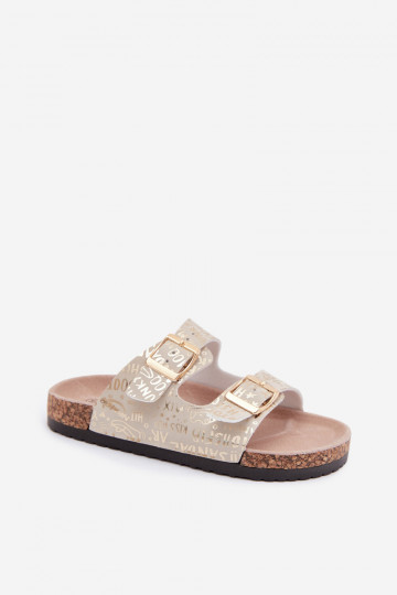 Pantofole dorate per bambini con fibbie Cinnamon 2