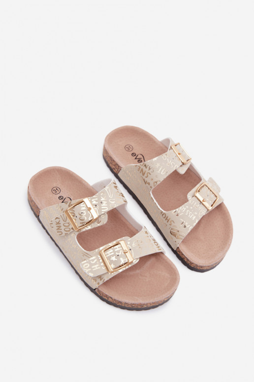 Pantofole dorate per bambini con fibbie Cinnamon