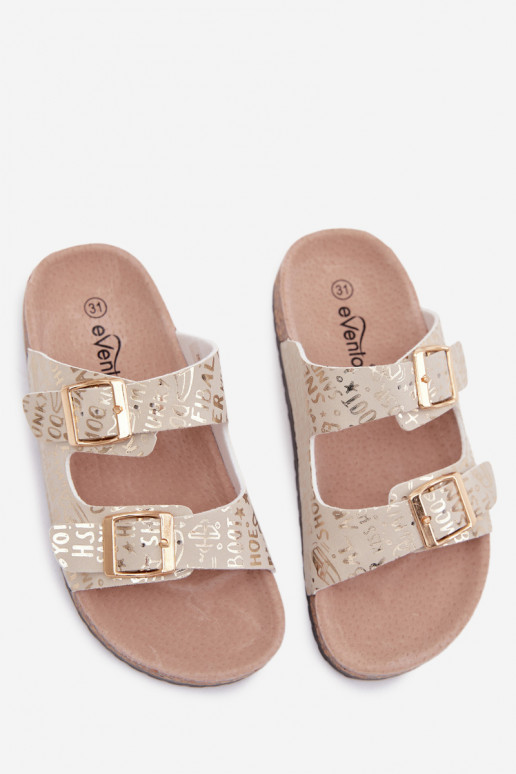 Pantofole dorate per bambini con fibbie Cinnamon