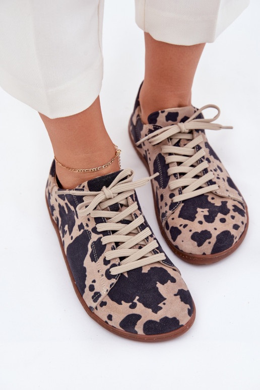 Scarpe casual in faux suede marrone-beige Barefoot Zazoo N1120