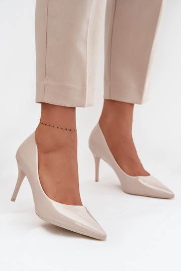 Scarpe con tacco alto in faux leather avorio con effetto lucido Jadira 2