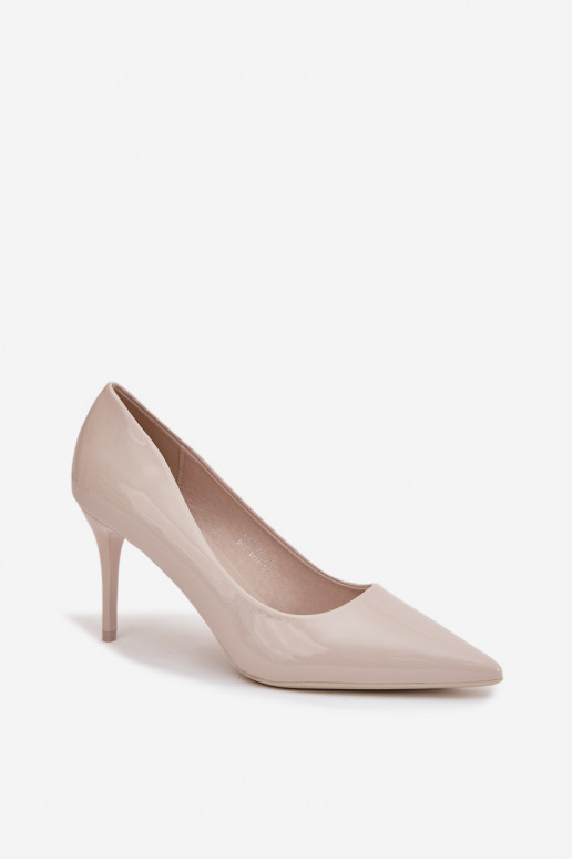 Scarpe con tacco alto in faux leather avorio con effetto lucido Jadira