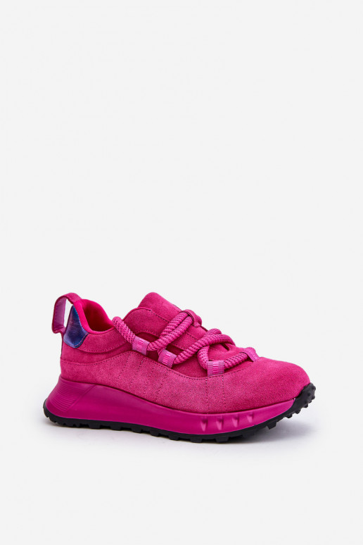 Sneakers in ecopelle scamosciata rosa con lacci robusti Artiker 54C1461
