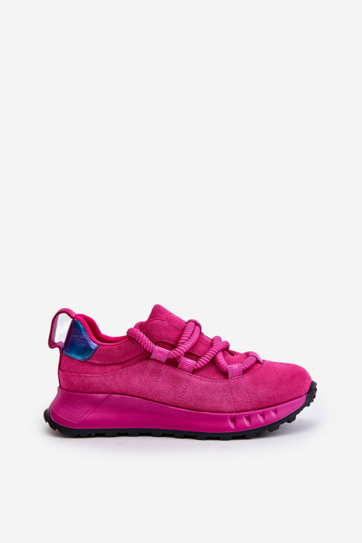 Sneakers in ecopelle scamosciata rosa con lacci robusti Artiker 54C1461