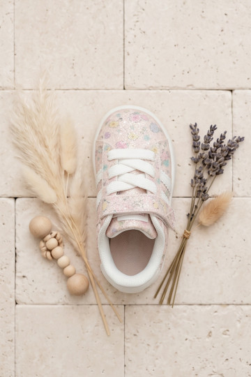 Scarpe sportive lucide con fiori in rosa Tessina 2
