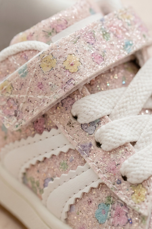 Scarpe sportive lucide con fiori in rosa Tessina