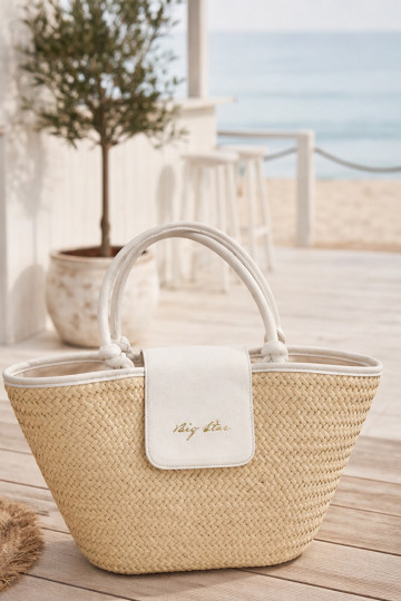 Borsa intrecciata Big Star RR574214 in sabbia-bianco