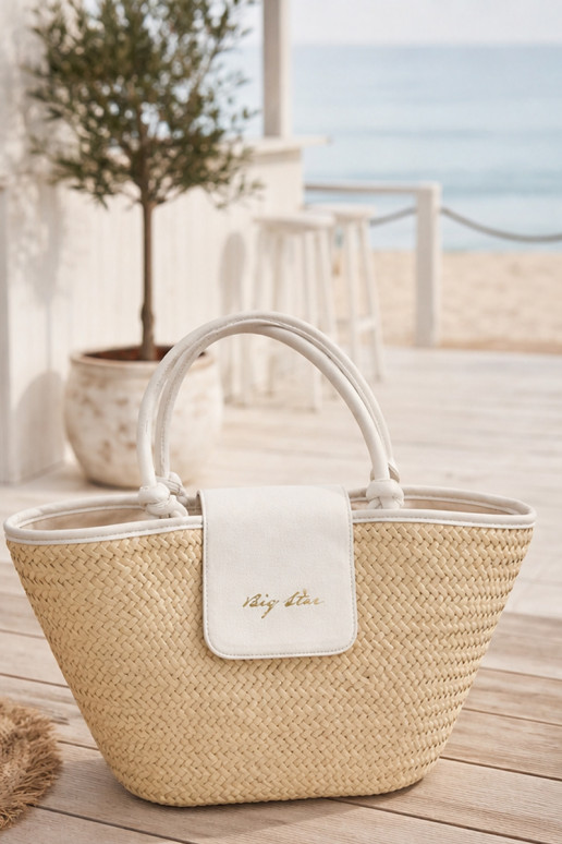 Borsa intrecciata Big Star RR574214 in sabbia-bianco