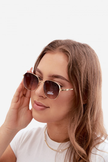 Occhiali da sole con montatura sottile UV 400 in colore marrone