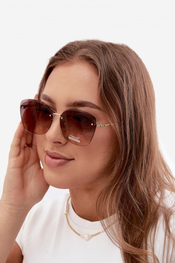 Occhiali da sole senza montatura con filtro UV 400 in colore marrone