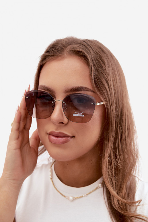 Occhiali da sole senza montatura con filtro UV 400 marrone scuro