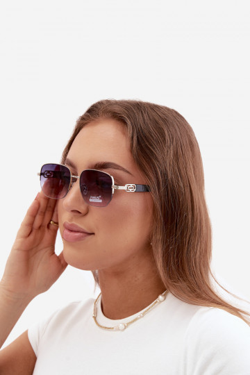 Occhiali da sole con montatura sottile e filtro UV grigio-nero