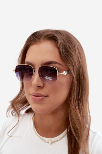 Occhiali da sole con montatura sottile e filtro UV, oro-nero