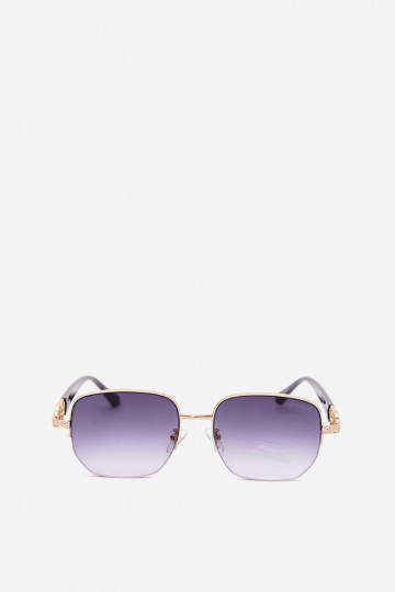 Occhiali da sole con montatura sottile e filtro UV, oro-nero 2