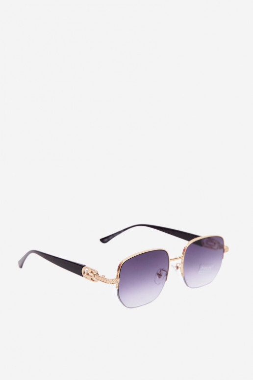 Occhiali da sole con montatura sottile e filtro UV, oro-nero