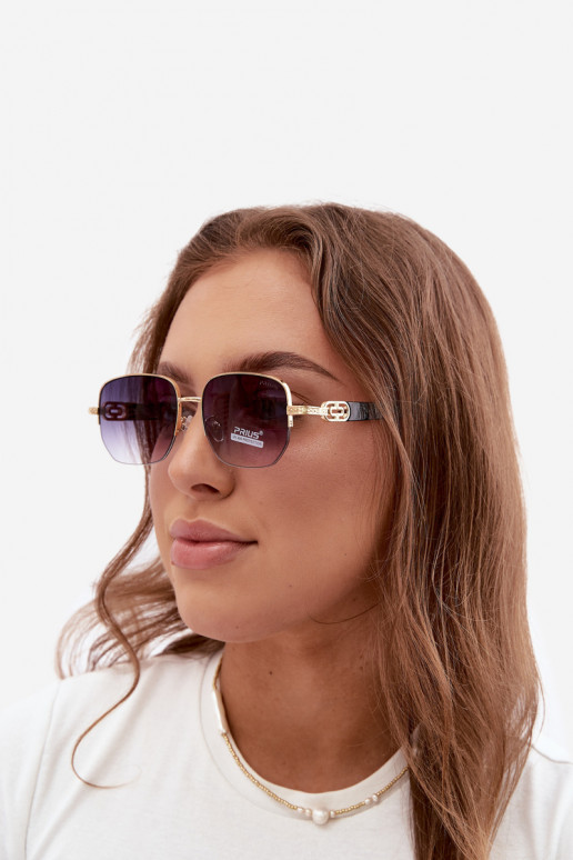 Occhiali da sole con montatura sottile e filtro UV, oro-nero