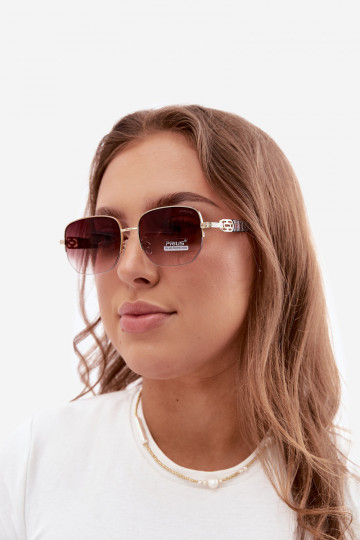 Occhiali da sole con montatura sottile e filtro UV, marrone