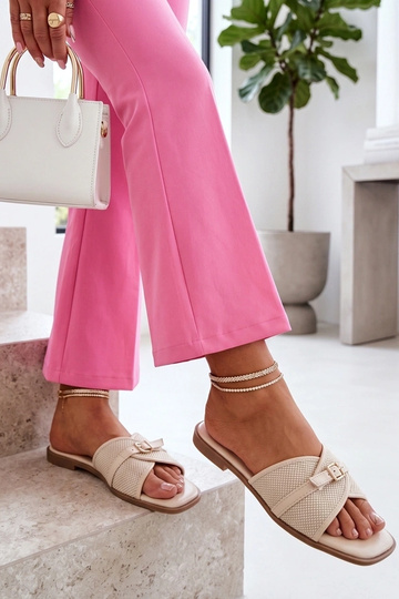 Zoccoli color sabbia da donna con cinturino Rosalind