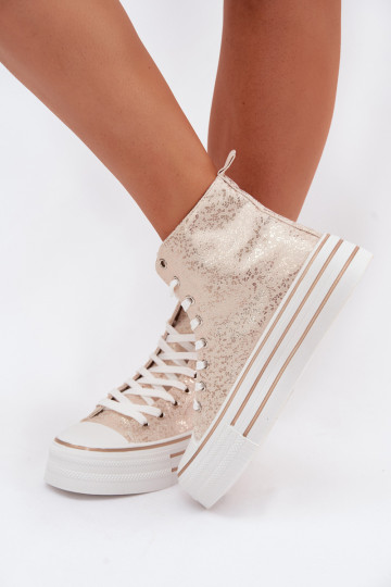Stivali casual da donna dorati con zeppa INildrose