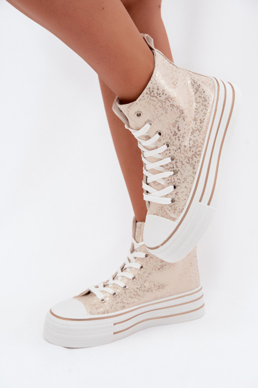 Stivali casual da donna dorati con zeppa INildrose