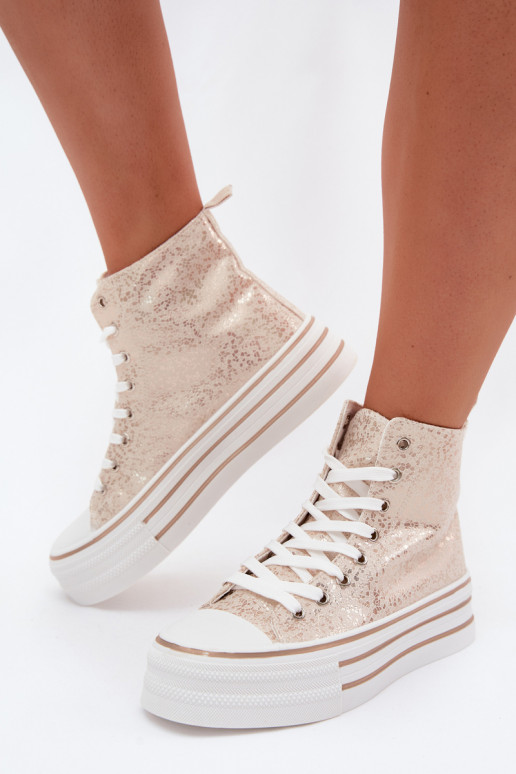 Stivali casual da donna dorati con zeppa INildrose