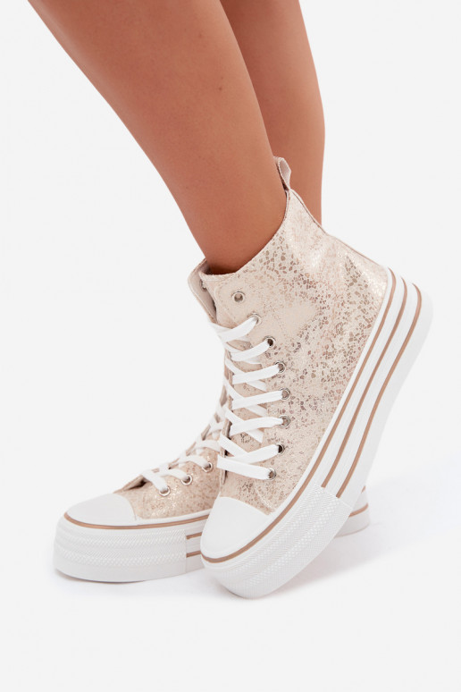 Stivali casual da donna dorati con zeppa INildrose