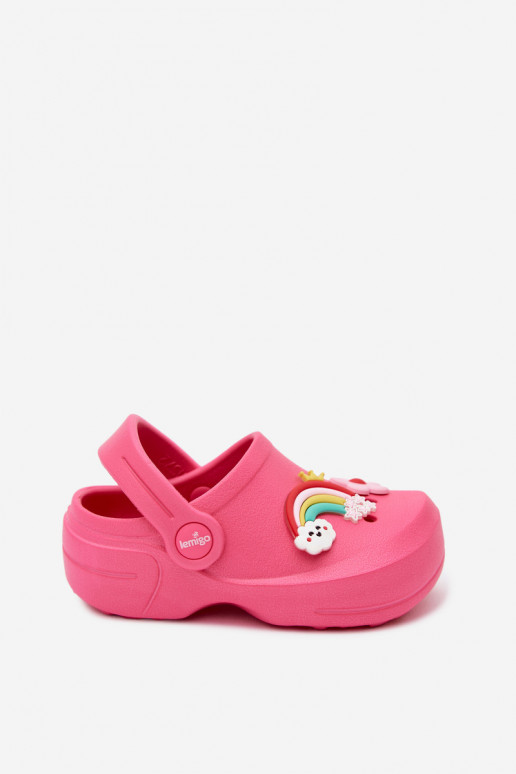 Zoccoli leggeri per bambini rosa con fibbie LEMIGO LUPO