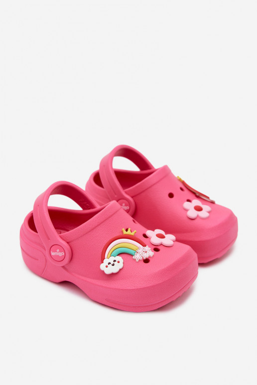 Zoccoli leggeri per bambini rosa con fibbie LEMIGO LUPO