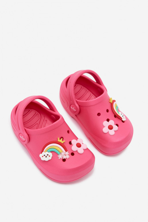 Zoccoli leggeri per bambini rosa con fibbie LEMIGO LUPO