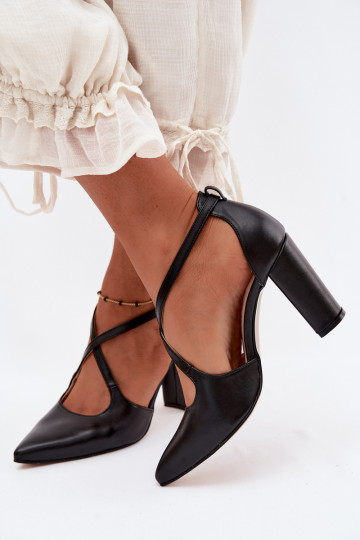 Scarpe nere con tacco e cinturini Zazoo 1053