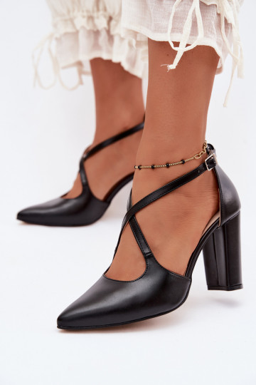 Scarpe nere con tacco e cinturini Zazoo 1053 2