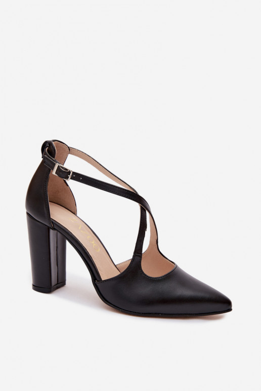 Scarpe nere con tacco e cinturini Zazoo 1053