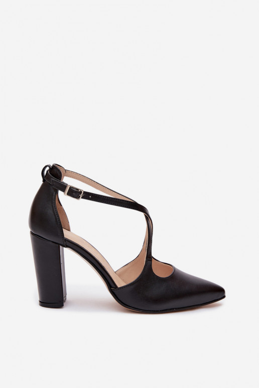 Scarpe nere con tacco e cinturini Zazoo 1053