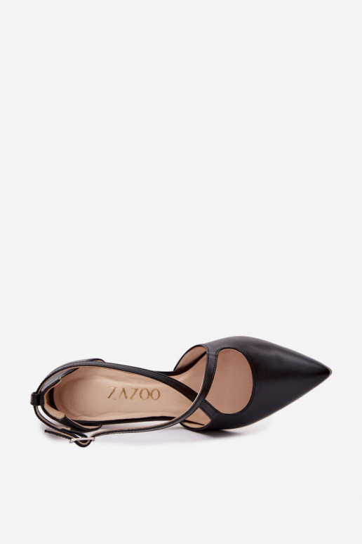 Scarpe nere con tacco e cinturini Zazoo 1053