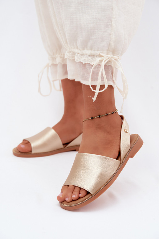 Sandali color oro con tacco largo Pollyanna