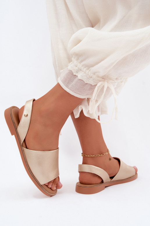 Sandali color oro con tacco largo Pollyanna